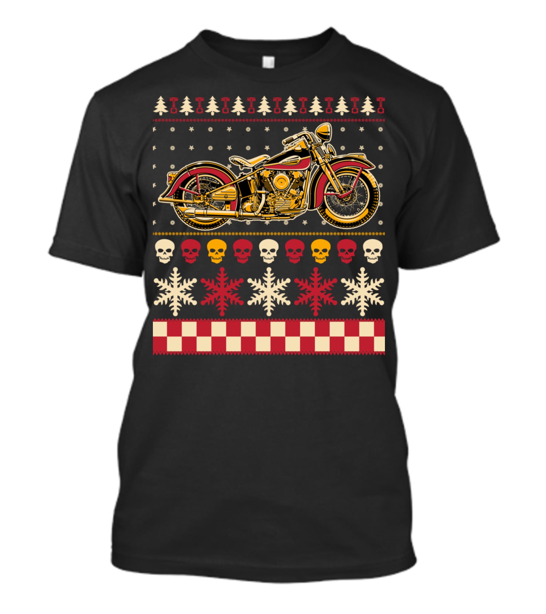 Biker Motorcycle Rider Christmas Skull Snowflake T-Shirt