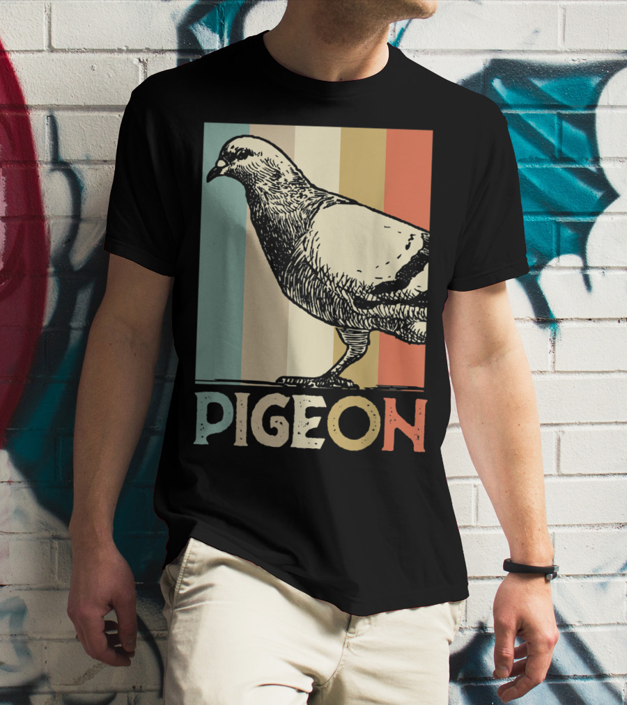 Pigeon Breeder Racing Retro Bird Stripes T-Shirt