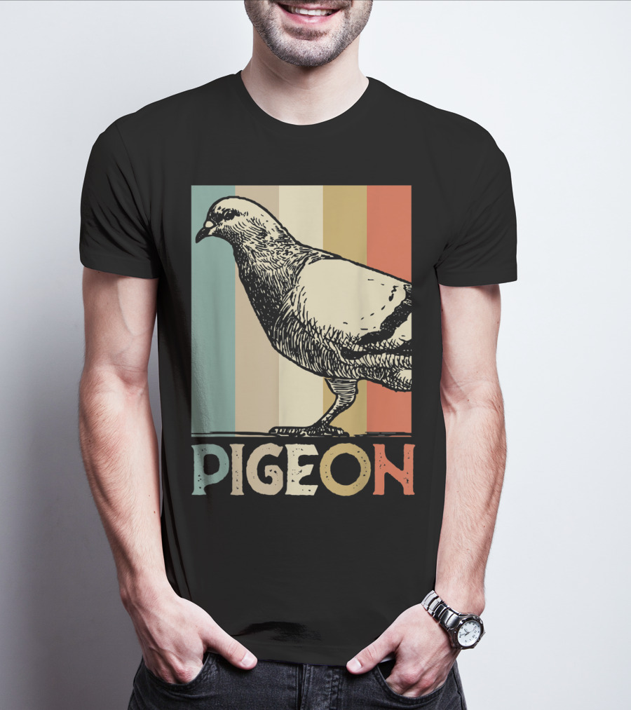 Pigeon Breeder Racing Retro Bird Stripes T-Shirt