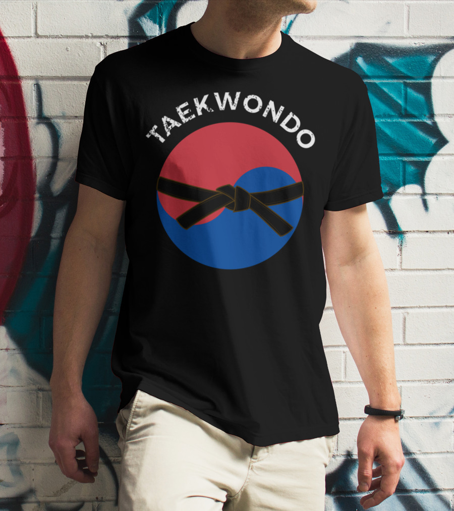 Taekwondo Korean Flag Black Belt Martial Arts T-Shirt