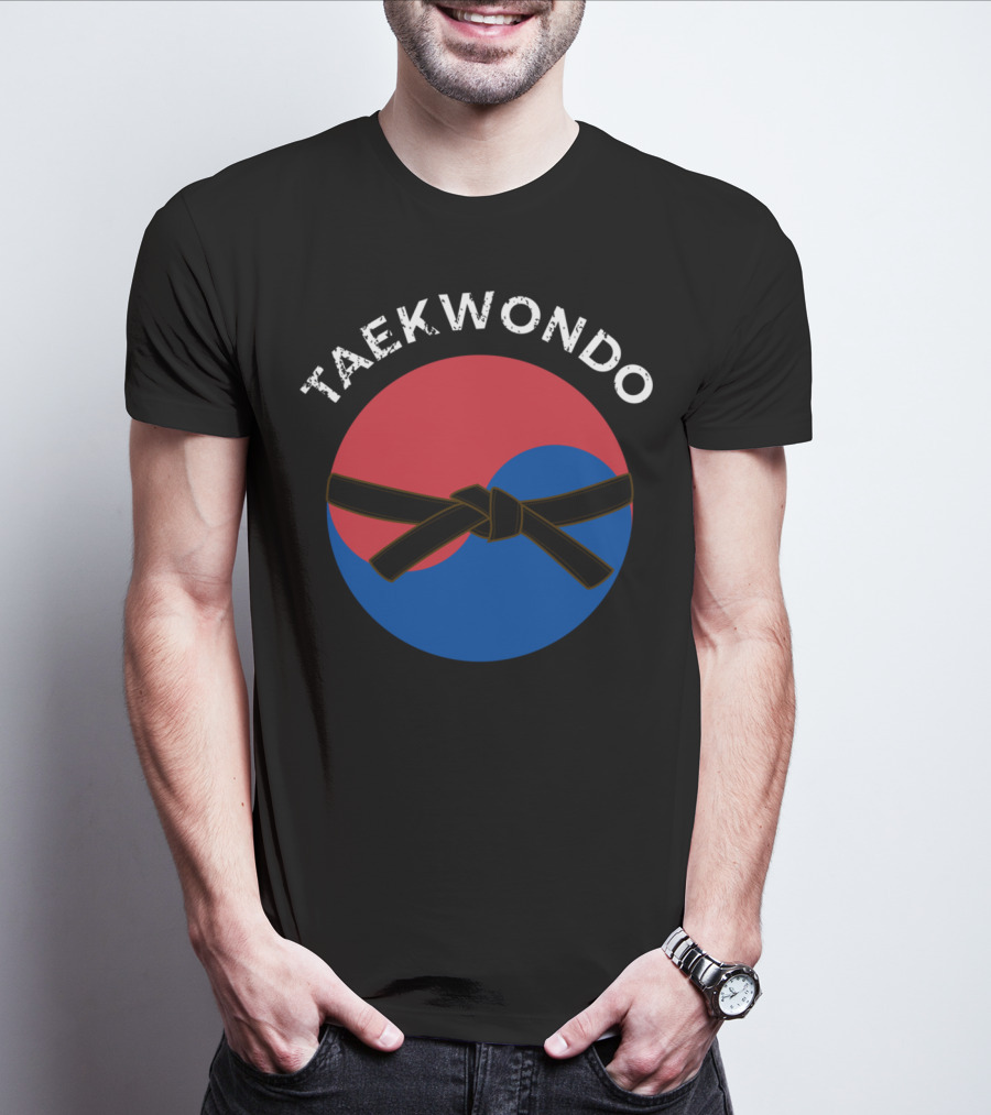 Taekwondo Korean Flag Black Belt Martial Arts T-Shirt