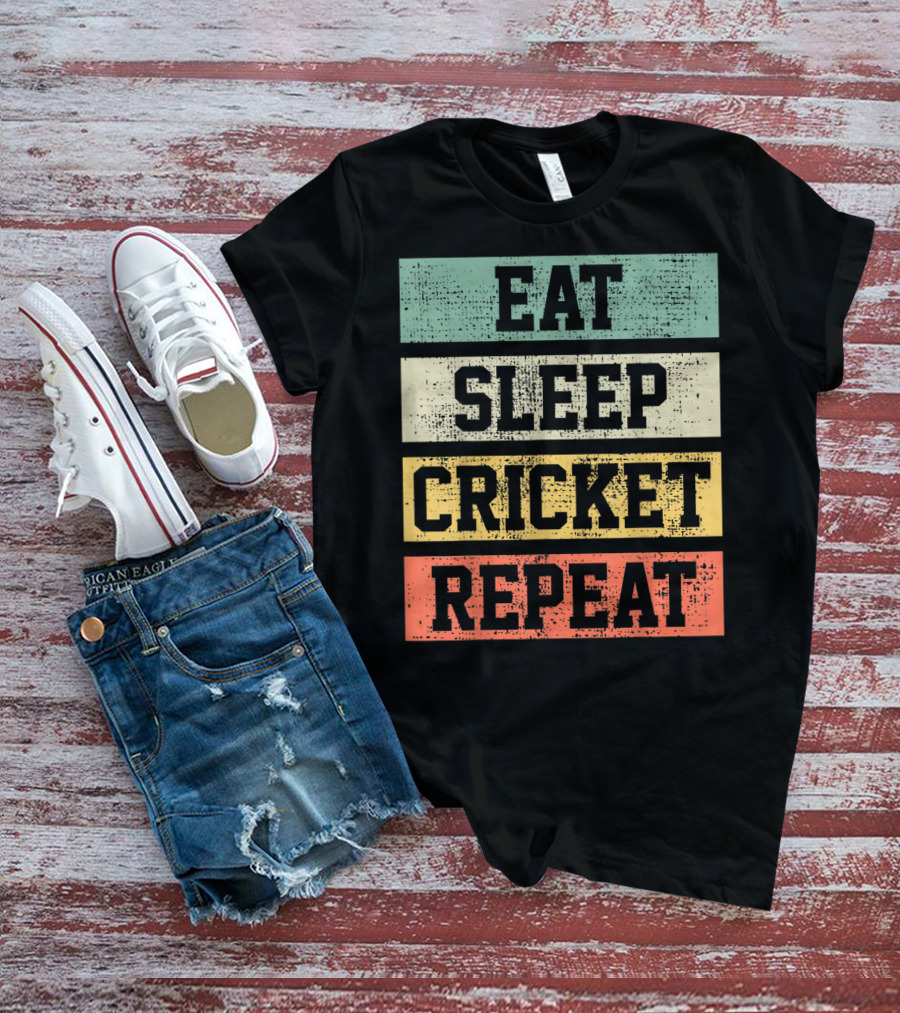 Eat Sleep Cricket Repeat Vintage Player Coach T-Shirt