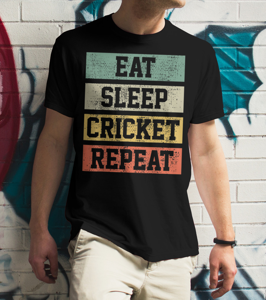 Eat Sleep Cricket Repeat Vintage Player Coach T-Shirt