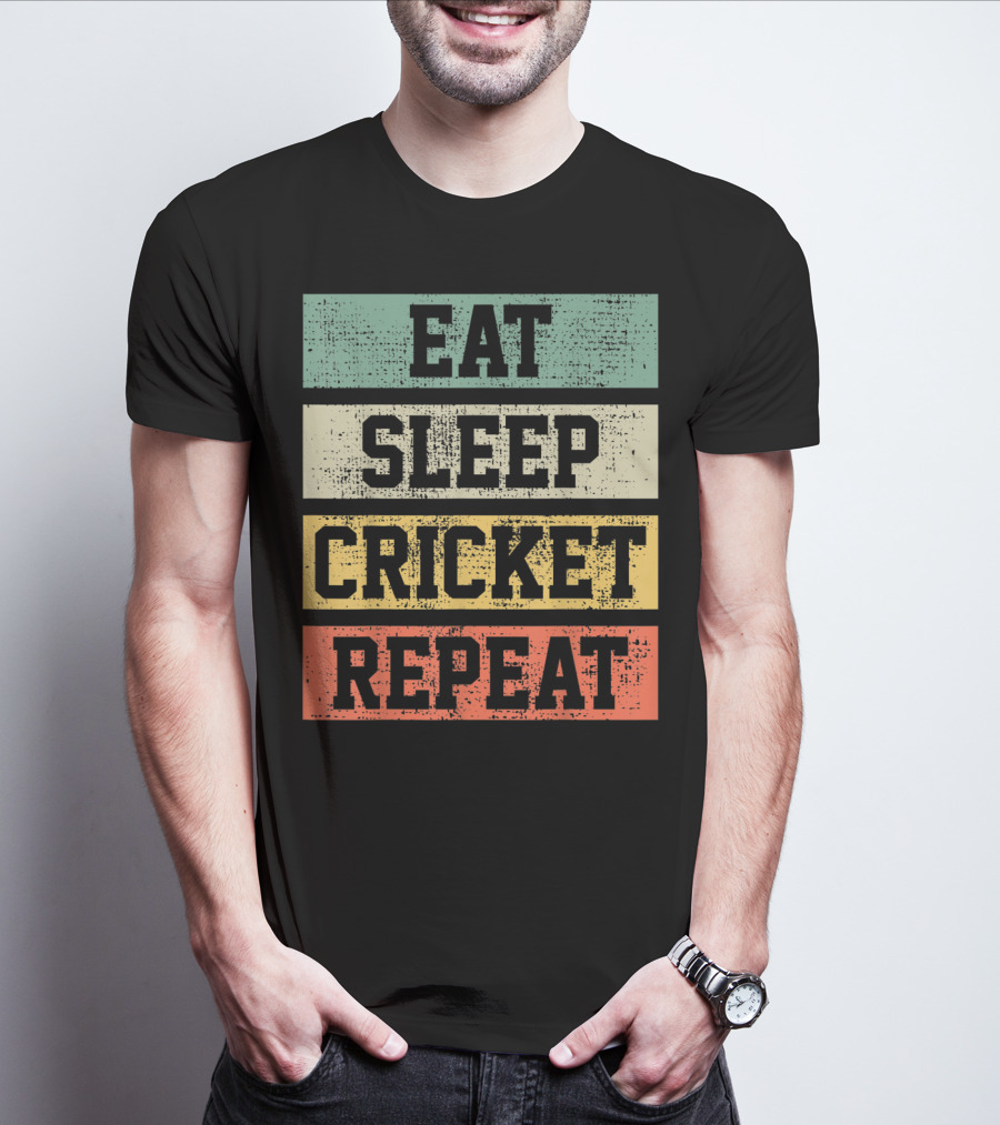 Eat Sleep Cricket Repeat Vintage Player Coach T-Shirt