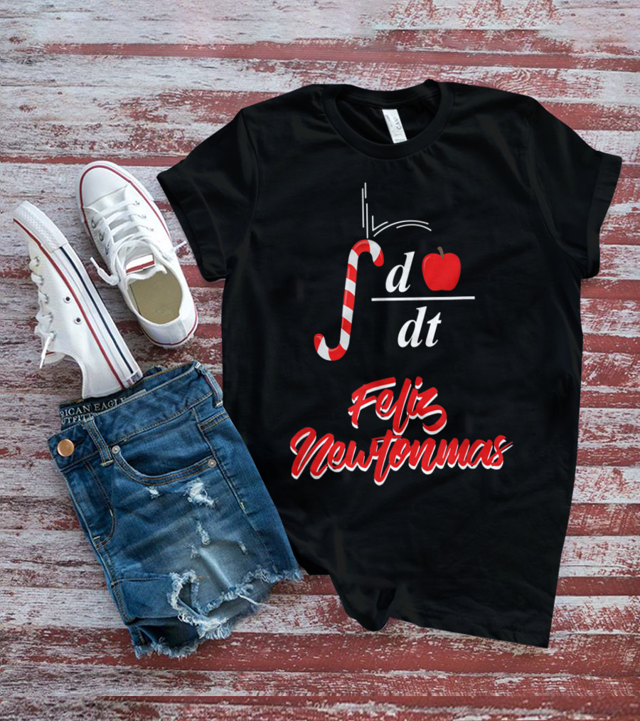Feliz Newtonmas Integral Ddt Apple Candy Cane T-Shirt