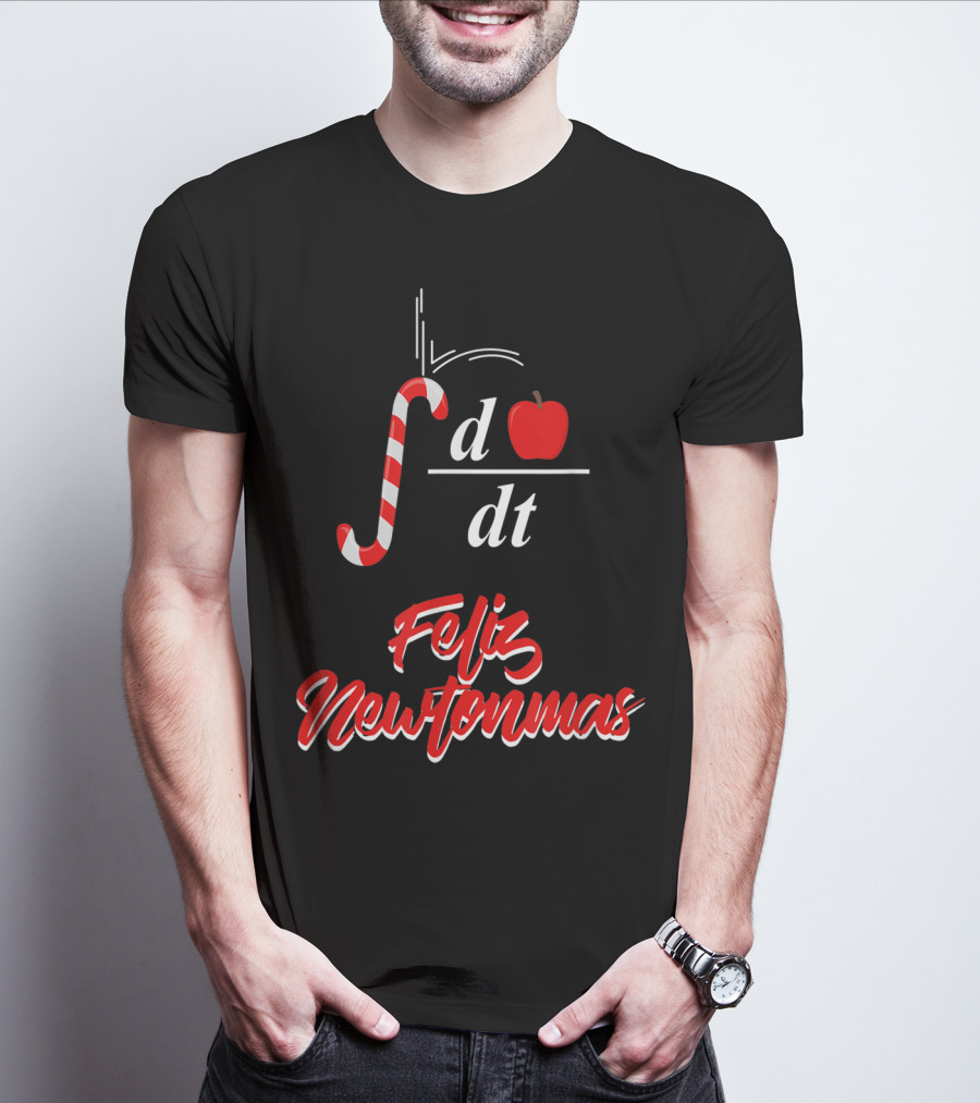 Feliz Newtonmas Integral Ddt Apple Candy Cane T-Shirt