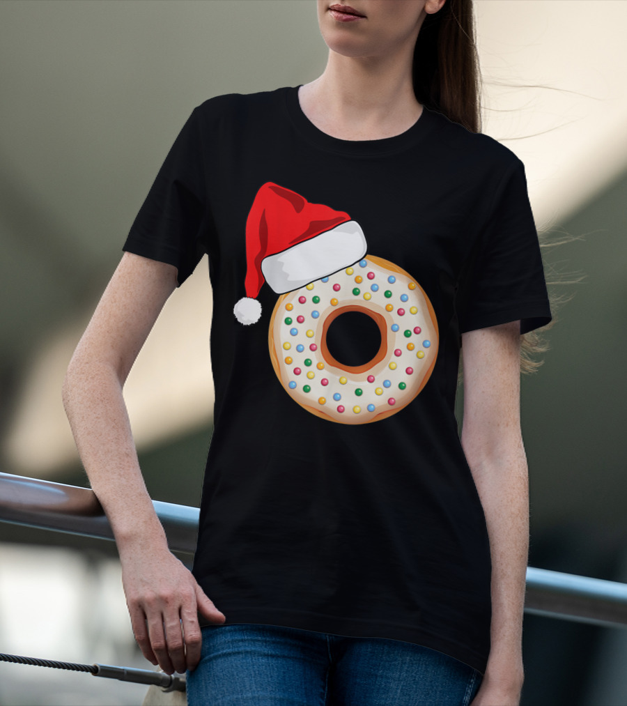 Funny Donut Santa Hat With Sprinkles T-Shirt