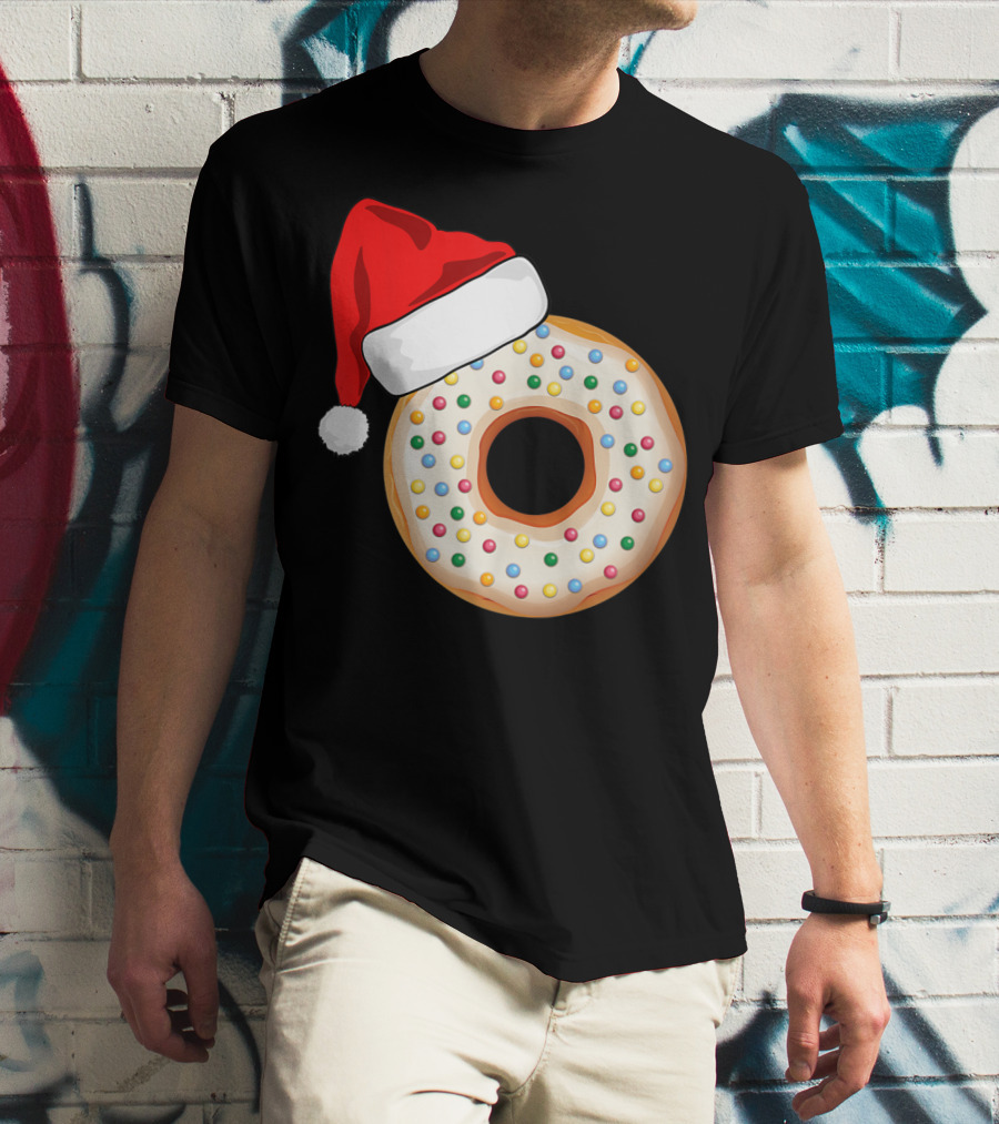 Funny Donut Santa Hat With Sprinkles T-Shirt