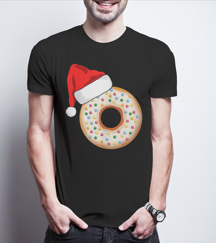 Funny Donut Santa Hat With Sprinkles T-Shirt