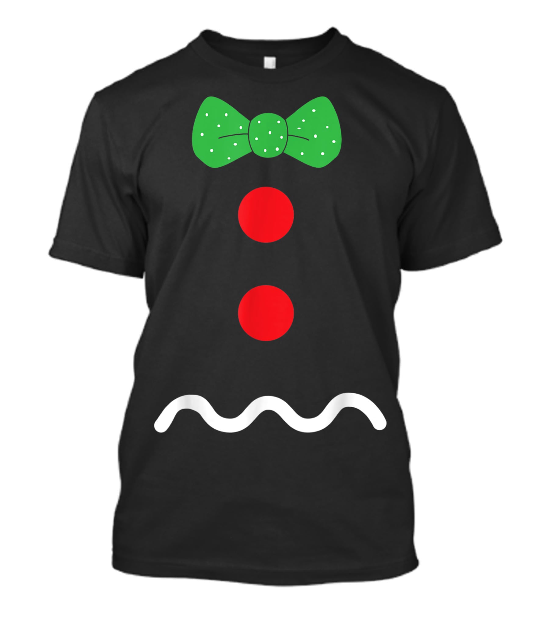 Funny Gingerbread Man Christmas Holiday Bow Tie Buttons T-Shirt