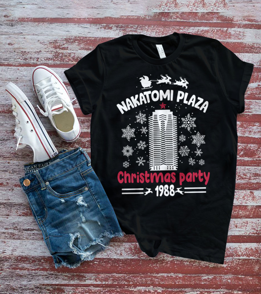 Nakatomi Plaza Christmas Party 1988 Santa Snowflakes T-Shirt