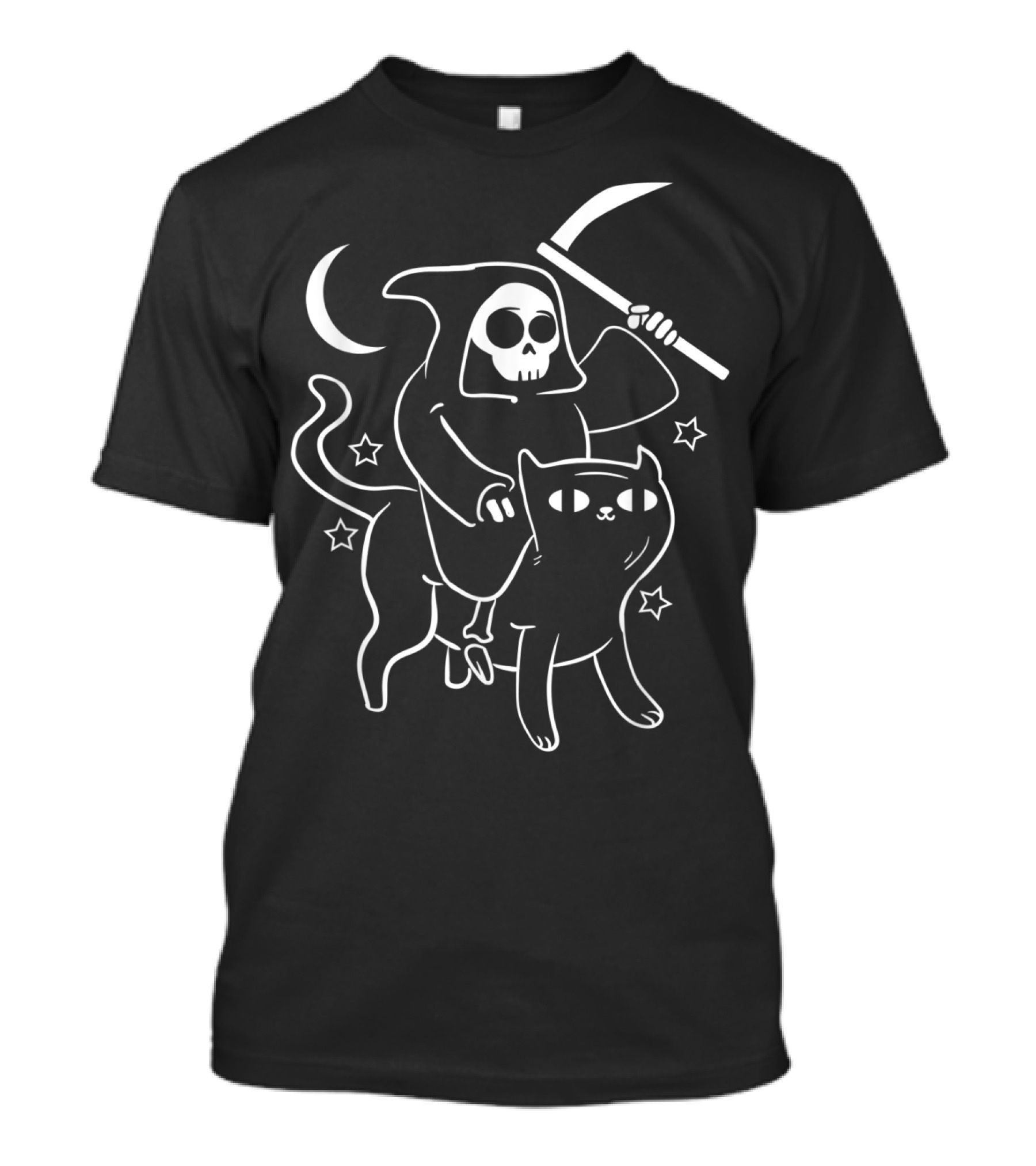 Grim Reaper Ride Satan Cat Demonic Evil Devil Moon Stars T-Shirt