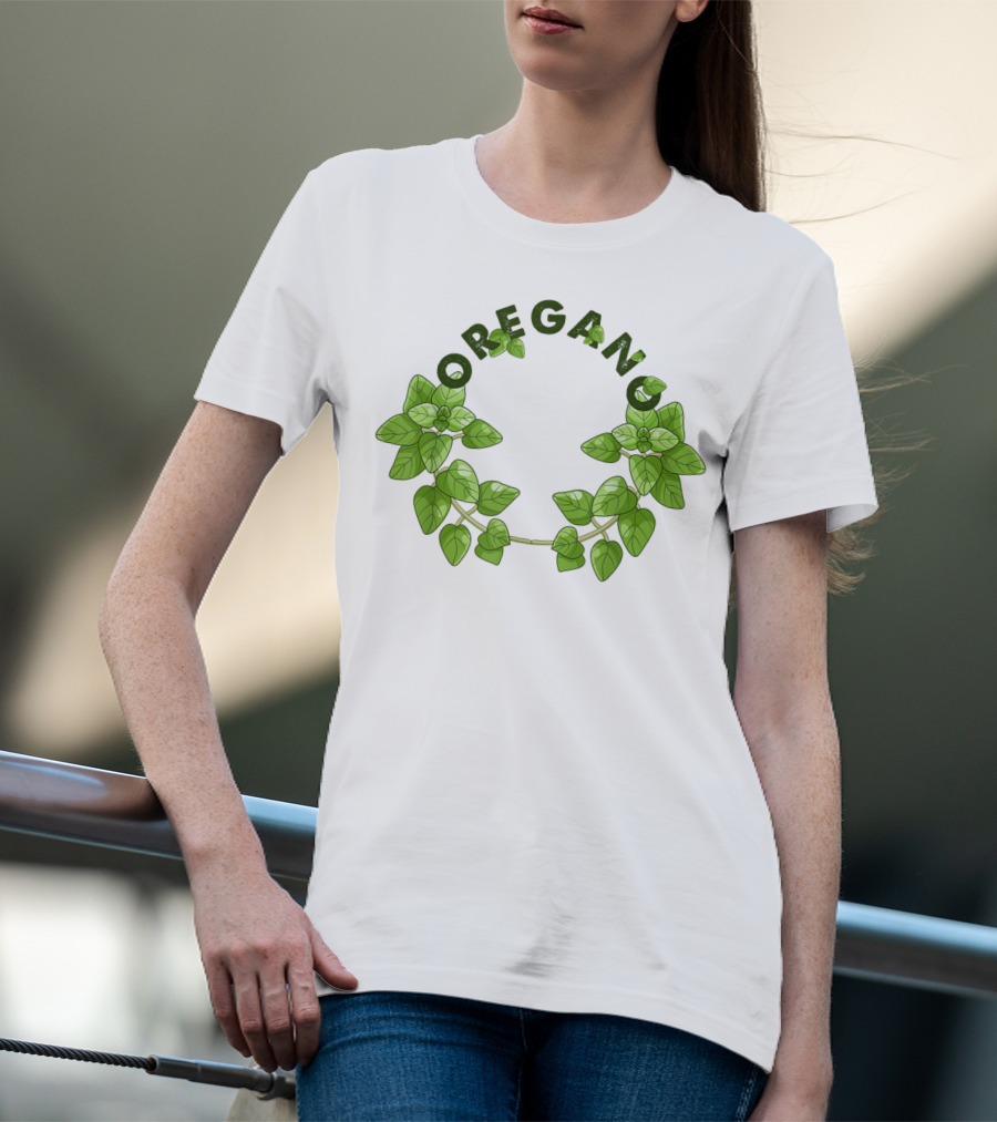 Oregano Herb Collectors Green Leaf Wreath T-Shirt