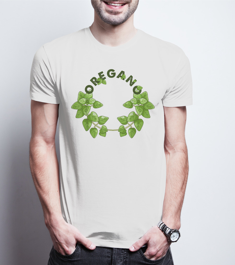 Oregano Herb Collectors Green Leaf Wreath T-Shirt