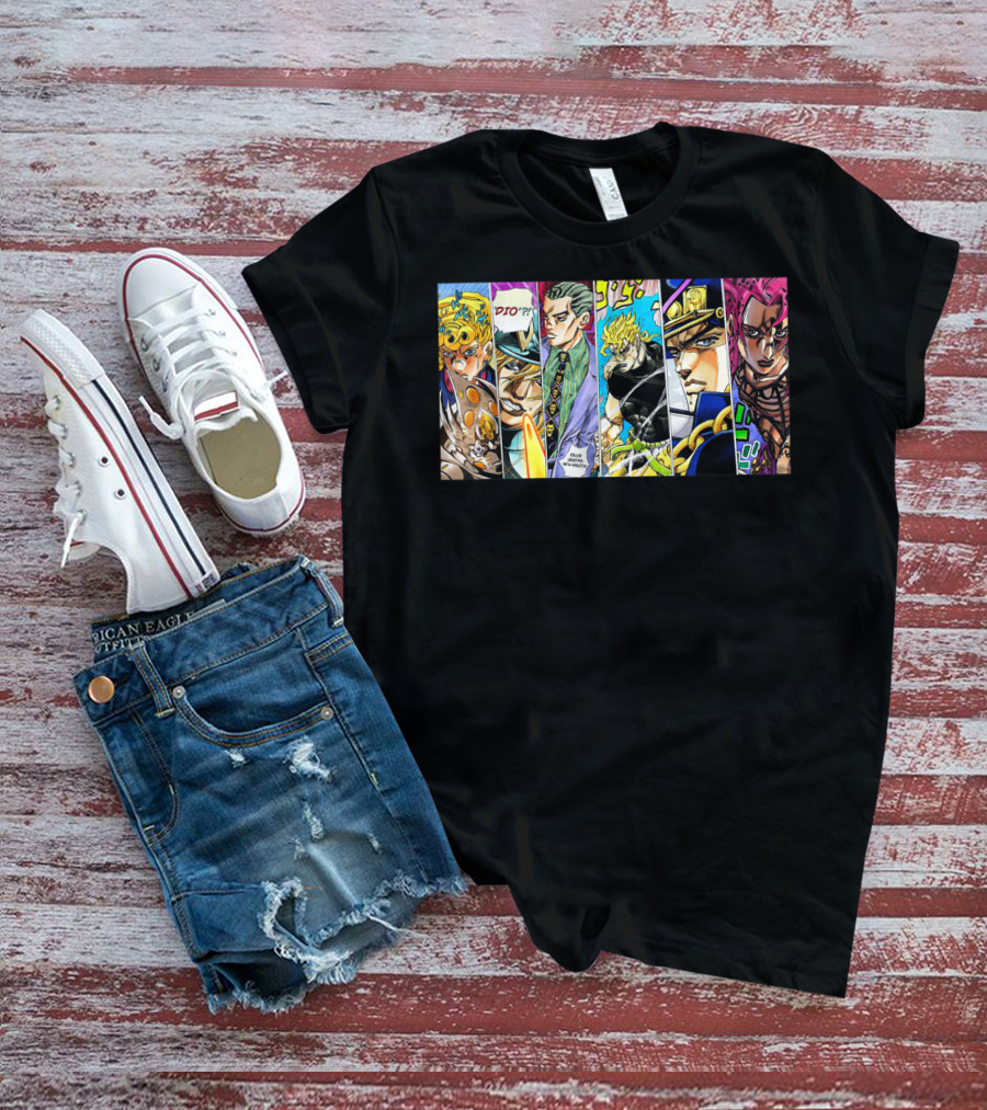 Jojo's Bizarre Adventure Characters Collage Comic Strip T-Shirt