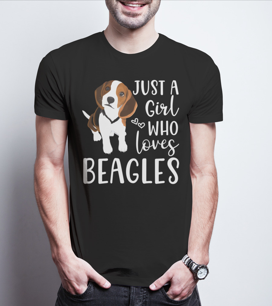 JUST A GIRL WHO LOVES BEAGLES WITH CUTE HEARTS AND BEAGLE T-Shirt