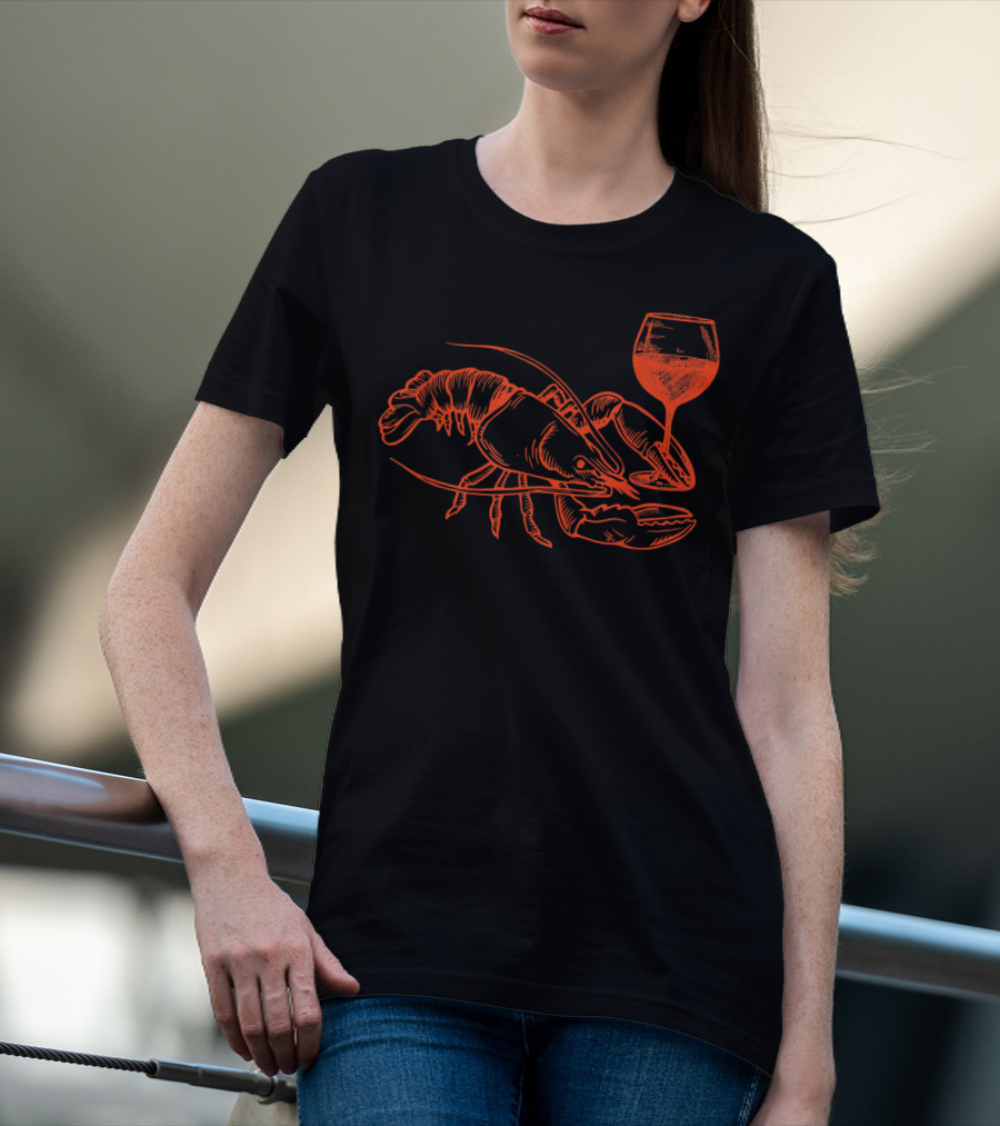 Lobster Wine Drinking Funny Summer Vacation T-Shirt
