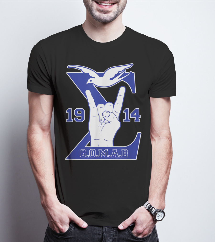 1914 Sigma Dove Hand Sign G.O.M.A.B Blue T-Shirt