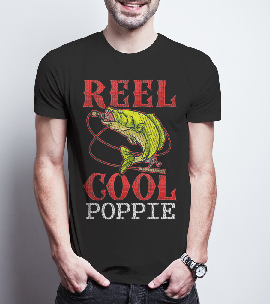Reel Cool Poppie Fishing Lover Bass Jumping Rod T-Shirt