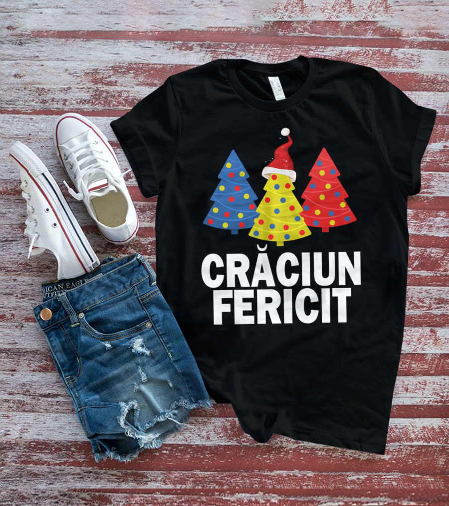 Crăciun Fericit Merry Christmas Romanian Trees Romania Lovers T-Shirt