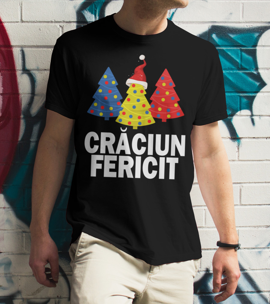 Crăciun Fericit Merry Christmas Romanian Trees Romania Lovers T-Shirt