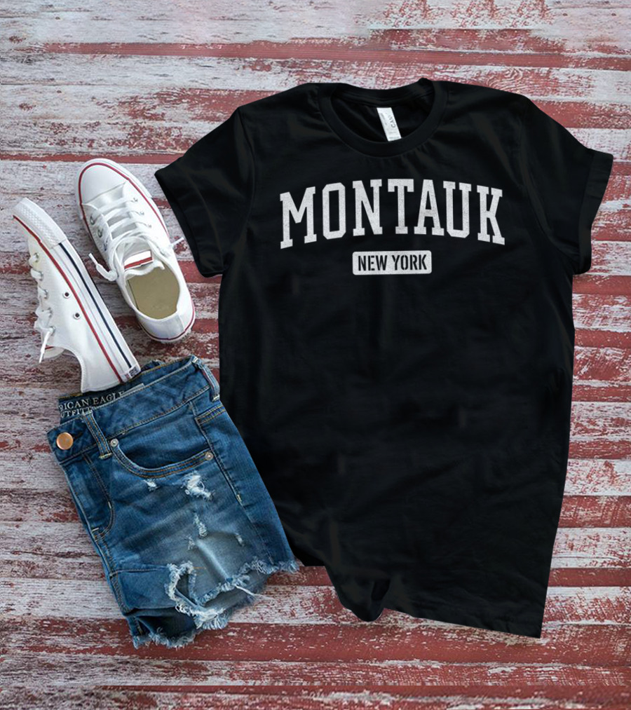Montauk New York Block Text T-Shirt