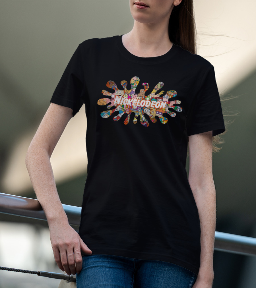 Nickelodeon 90s Characters Collage Splash Retro T-Shirt