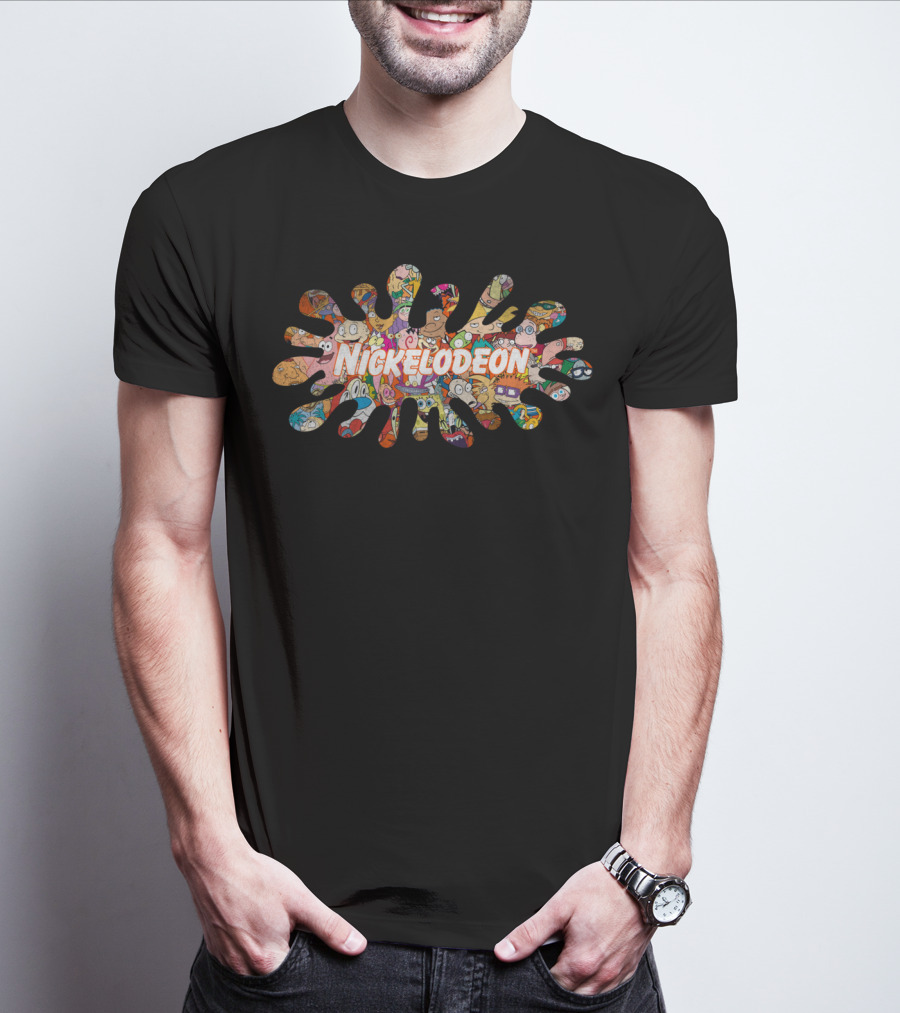Nickelodeon 90s Characters Collage Splash Retro T-Shirt