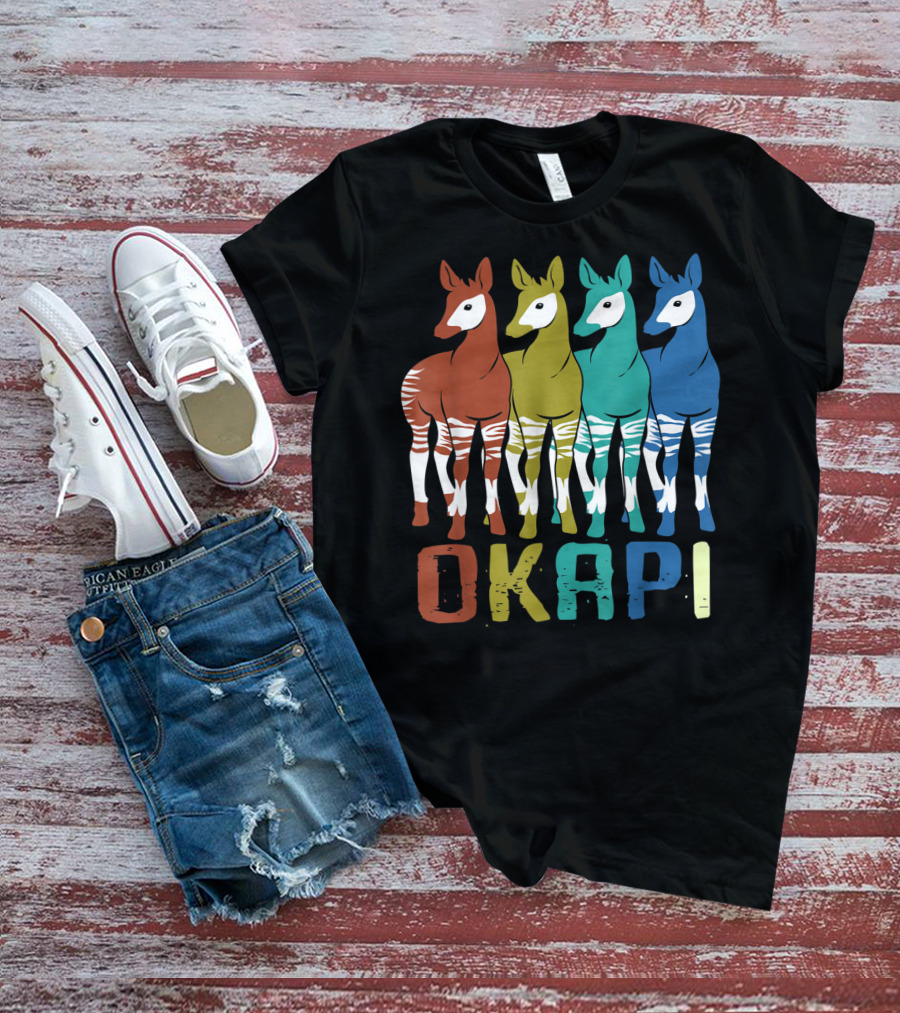 Okapi Family Colorful Okapi Flock T-Shirt