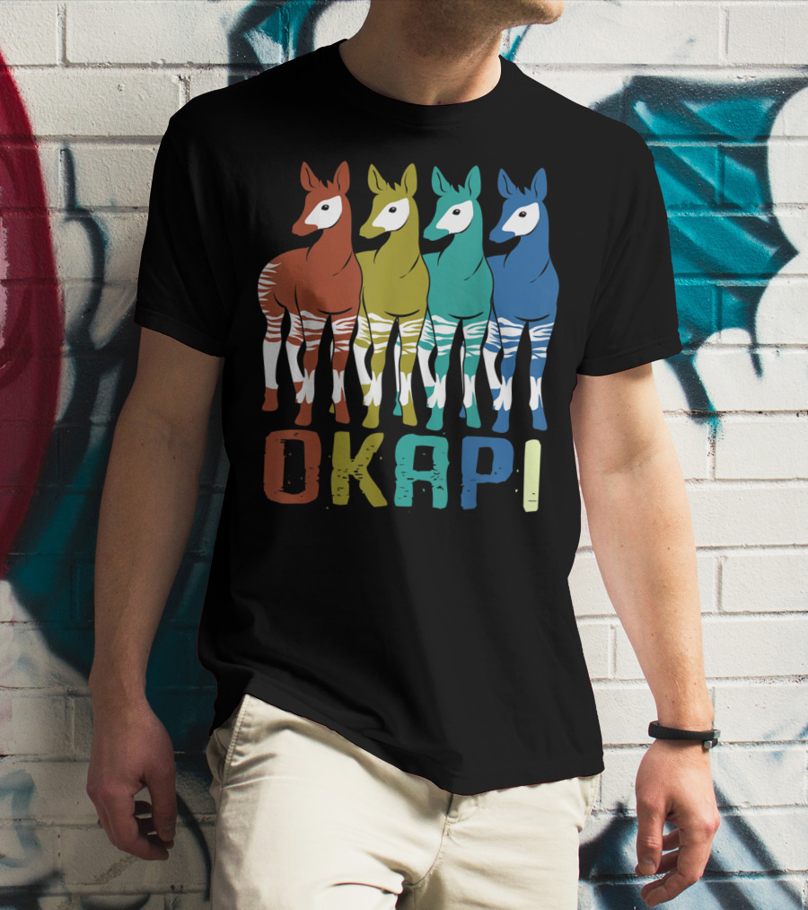 Okapi Family Colorful Okapi Flock T-Shirt