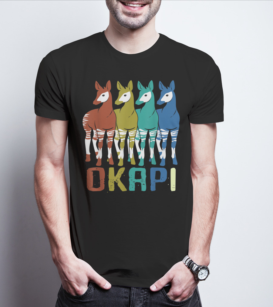 Okapi Family Colorful Okapi Flock T-Shirt