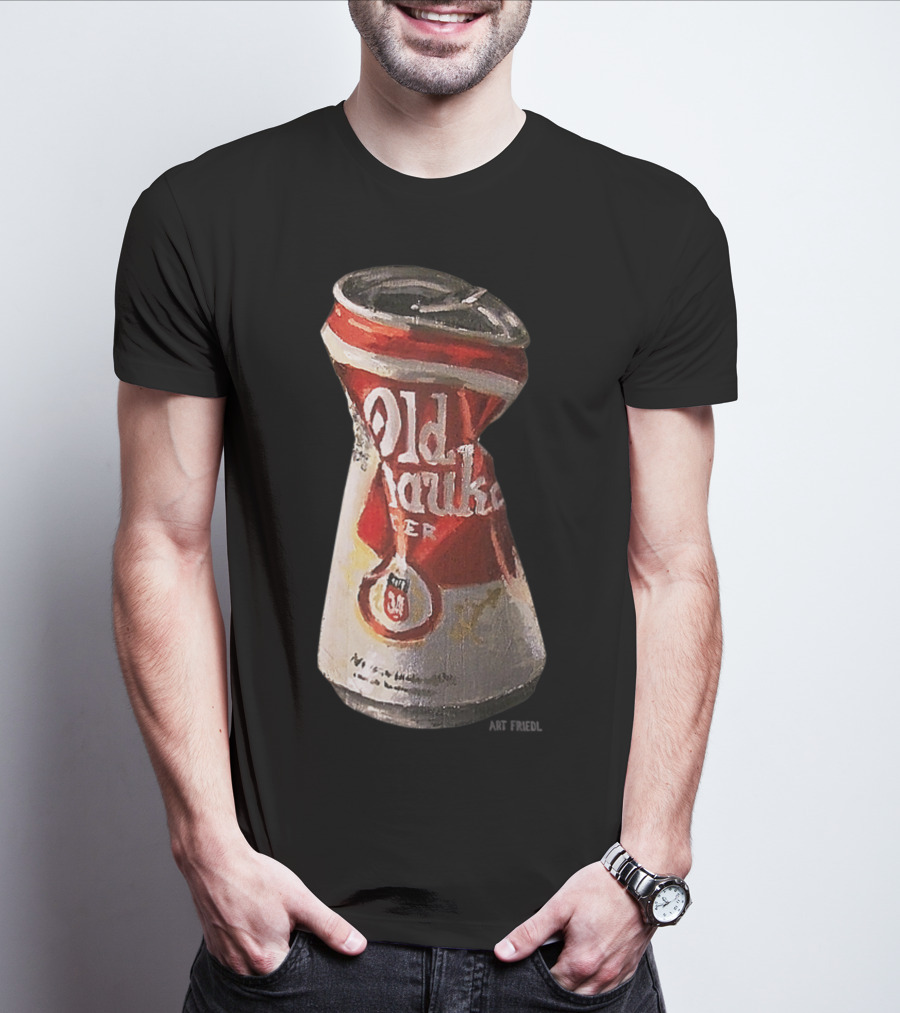 Old Crushed Beer Can Milwaukee Art Friedl T-Shirt