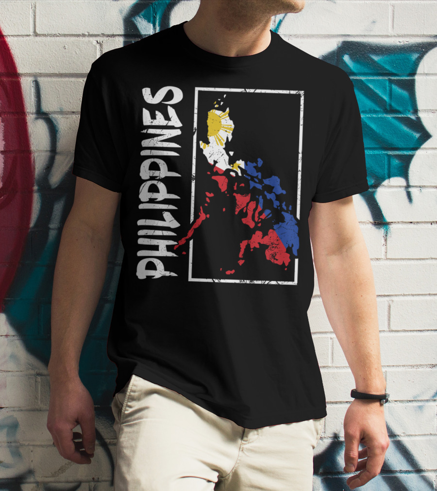 Philippines Flag Map And Filipino Pride T-Shirt