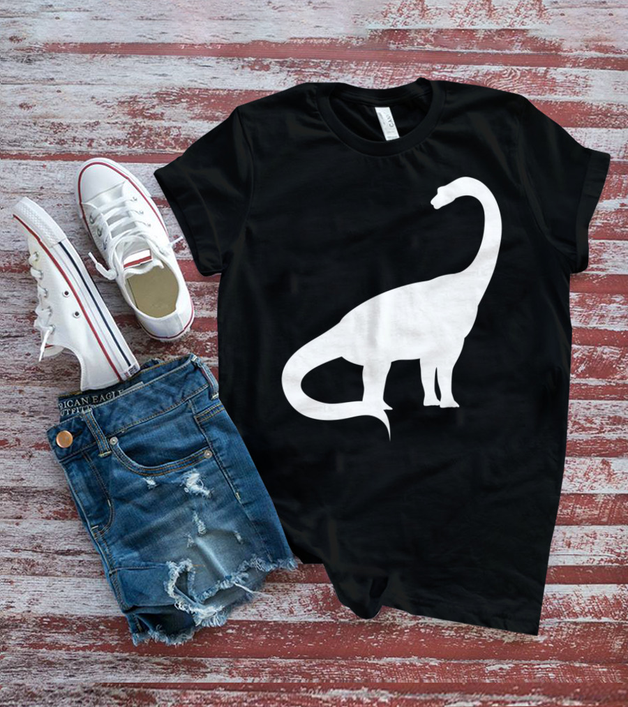 Retro Brachiosaurus Dinosaur Silhouette Classic Minimalist T-Shirt