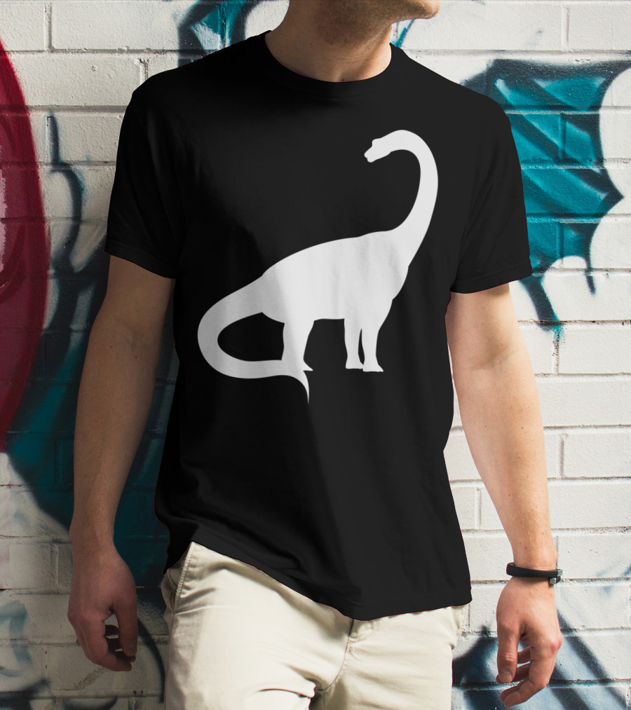 Retro Brachiosaurus Dinosaur Silhouette Classic Minimalist T-Shirt