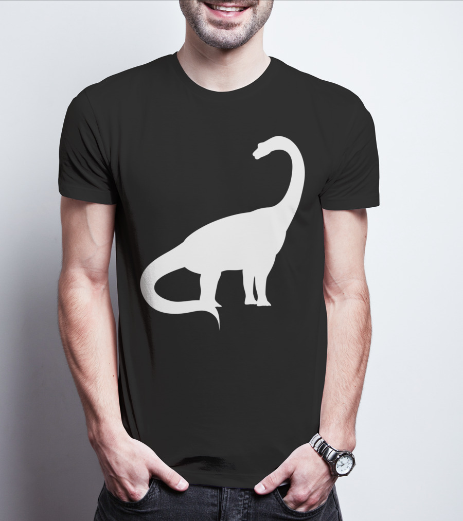 Retro Brachiosaurus Dinosaur Silhouette Classic Minimalist T-Shirt