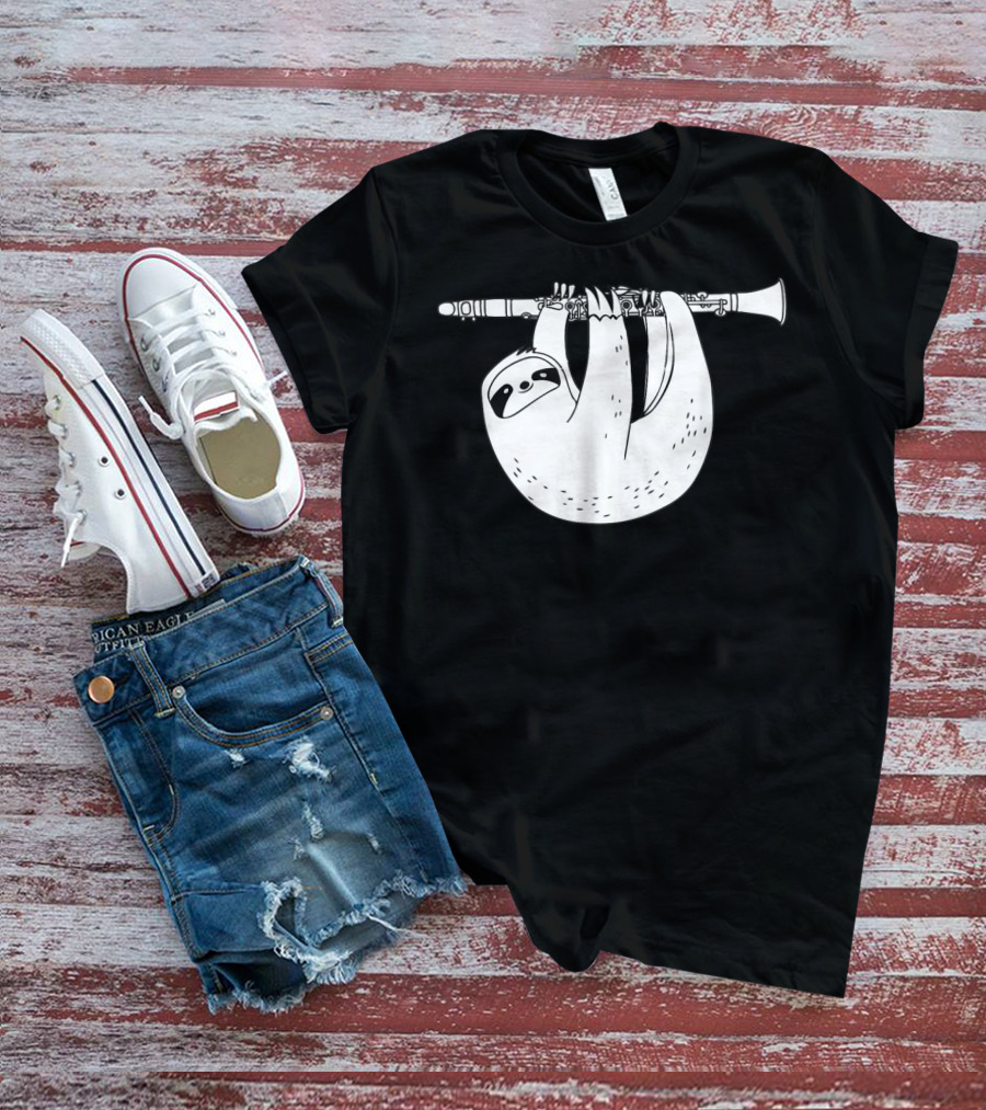 Sloth Hanging On Clarinet T-Shirt
