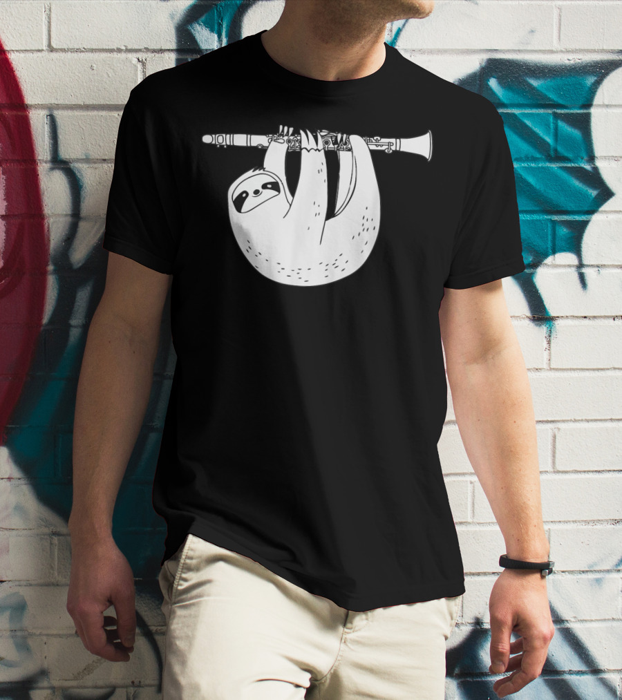 Sloth Hanging On Clarinet T-Shirt