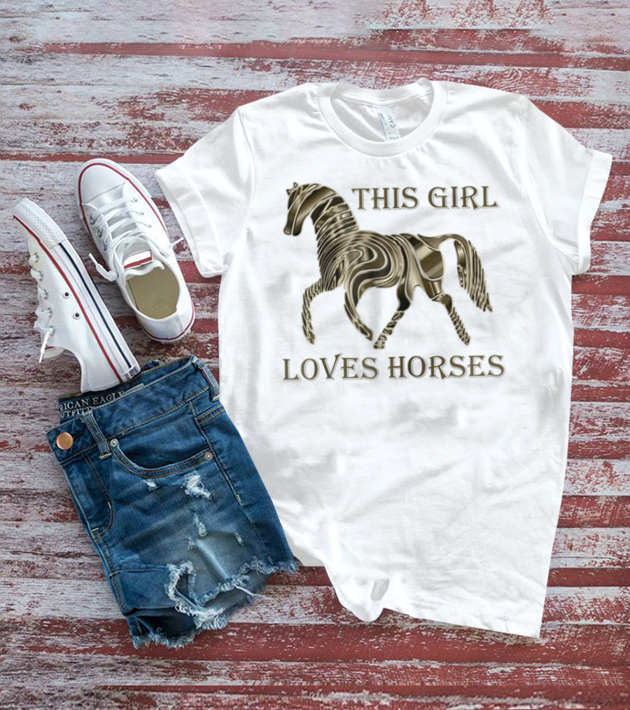 This Girl Loves Horses 3D Metallic Horse T-Shirt