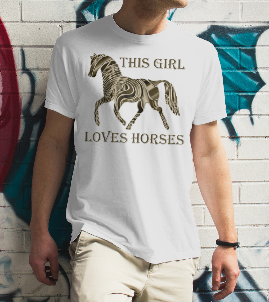 This Girl Loves Horses 3D Metallic Horse T-Shirt