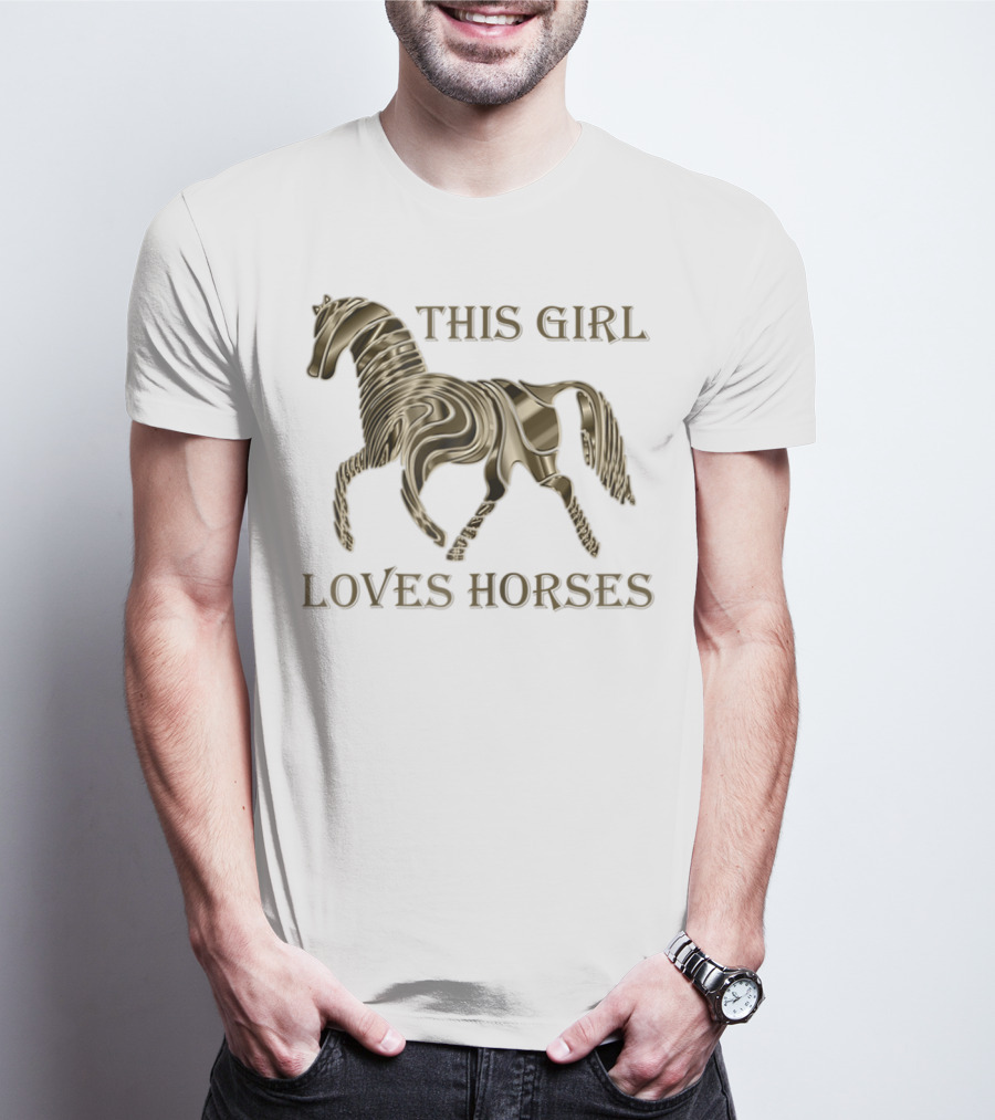 This Girl Loves Horses 3D Metallic Horse T-Shirt