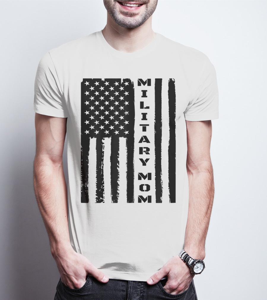 Military Mom American Flag Veteran's Pride T-Shirt