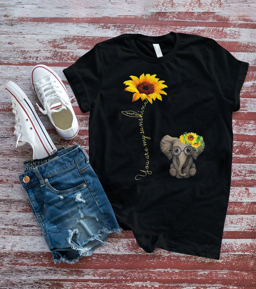 You Are My Sunshine Sunflower Elephant Hippie T-Shirt
