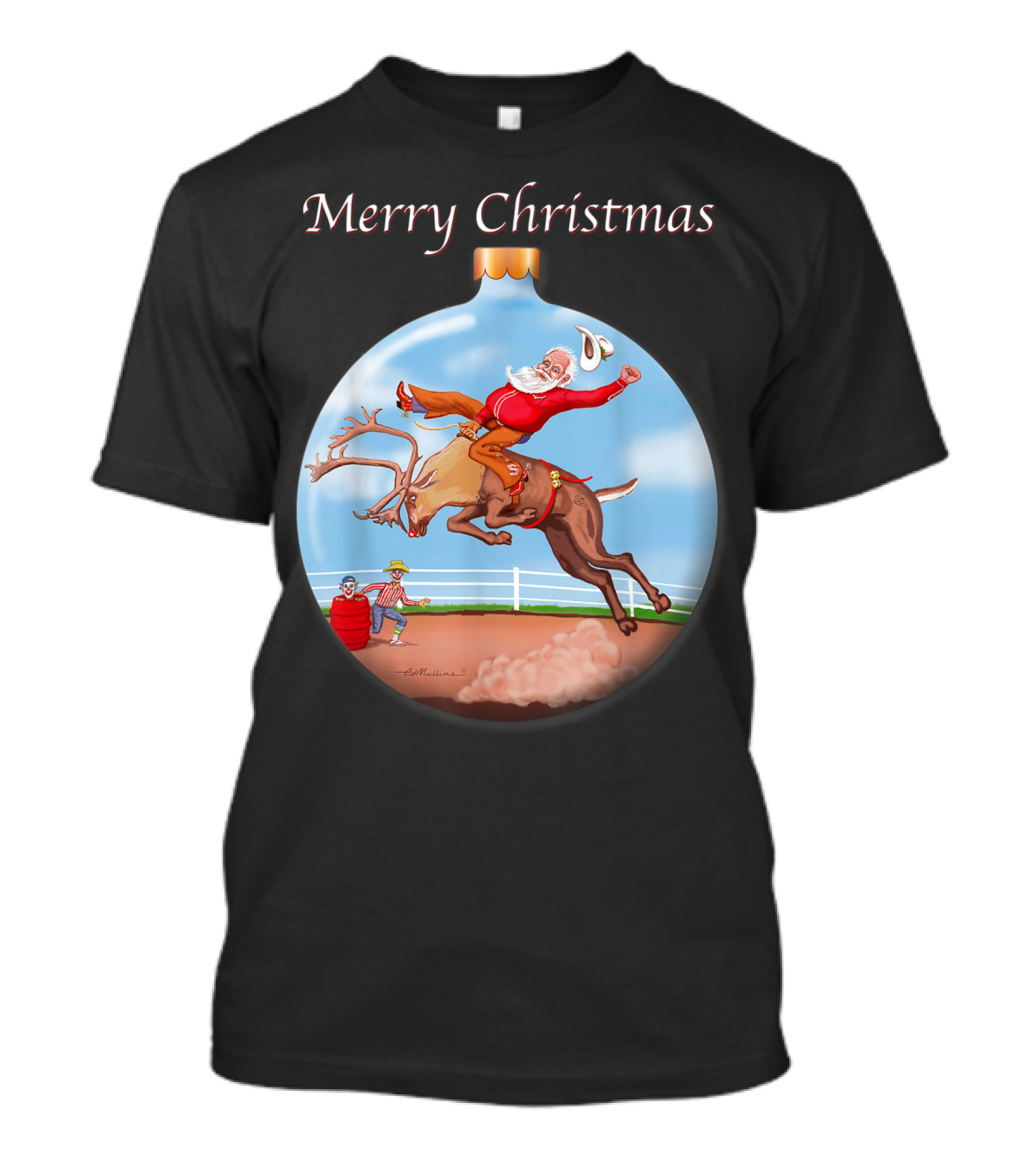 Merry Christmas Santa Claus Riding Rudolph T-Shirt