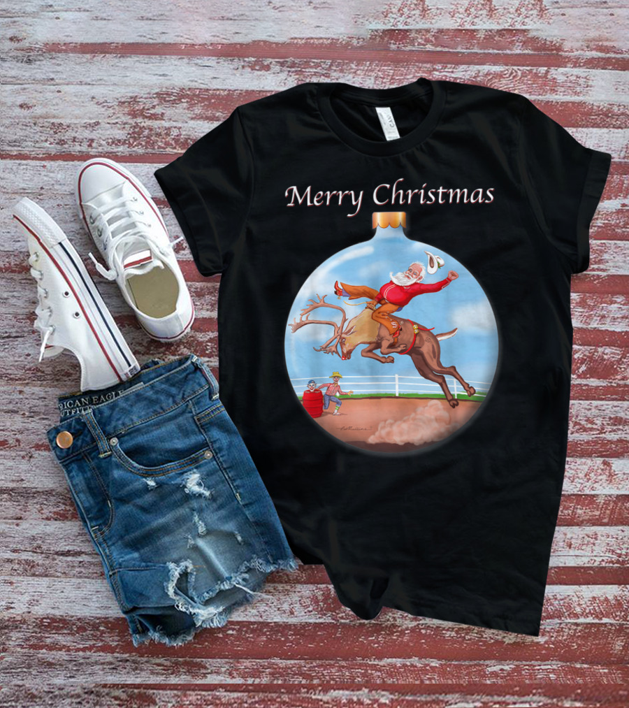 Merry Christmas Santa Claus Riding Rudolph T-Shirt