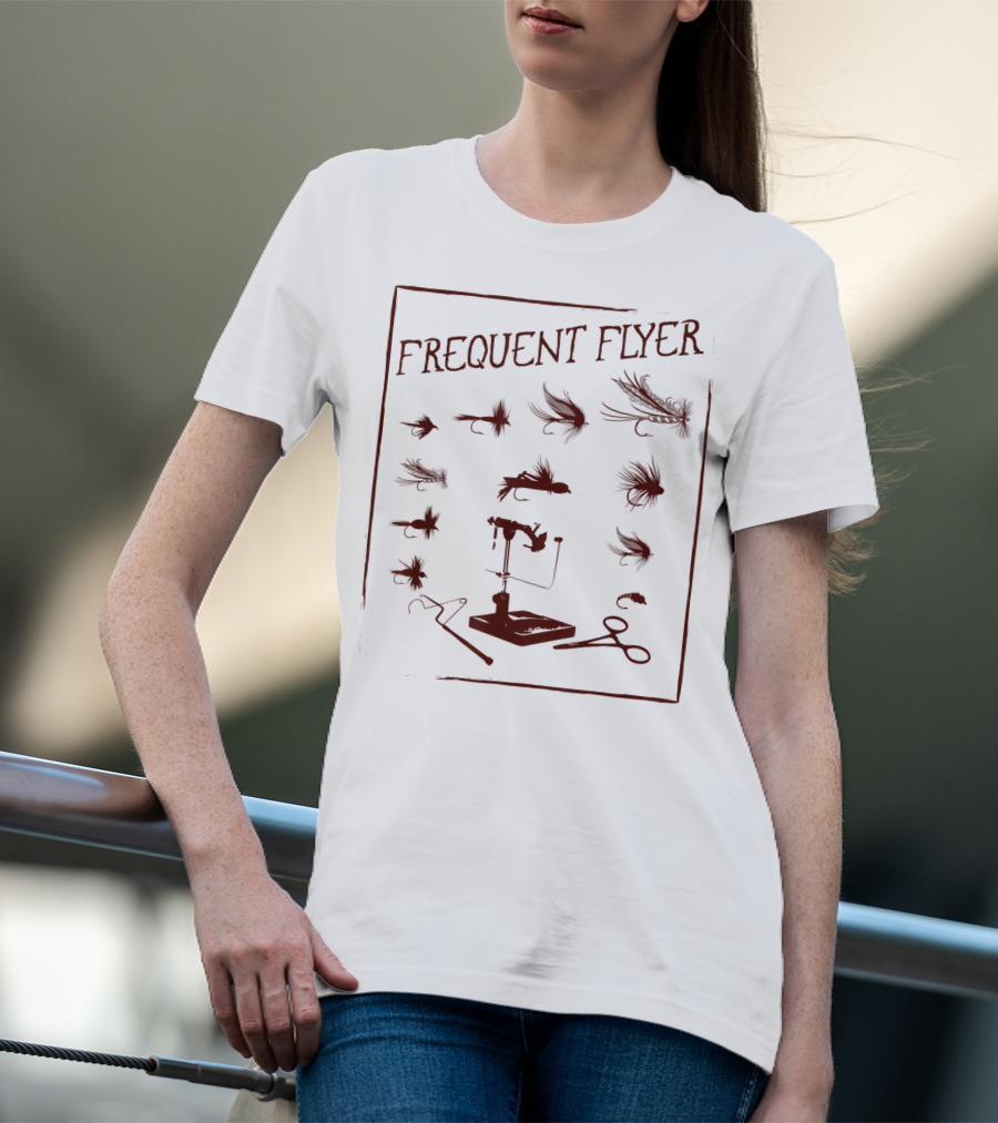 Frequent Flyer Fly Fishing Tying Gear And Flies Sketch T-Shirt