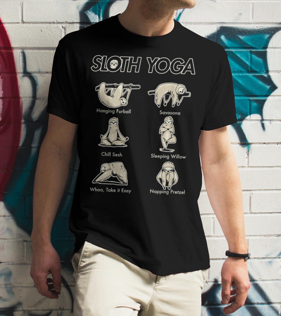 Vintage Funny Cute Sloth Yoga Lover Hanging Furball Savasana Chill Sesh Sleeping Willow Napping Pretzel T-Shirt
