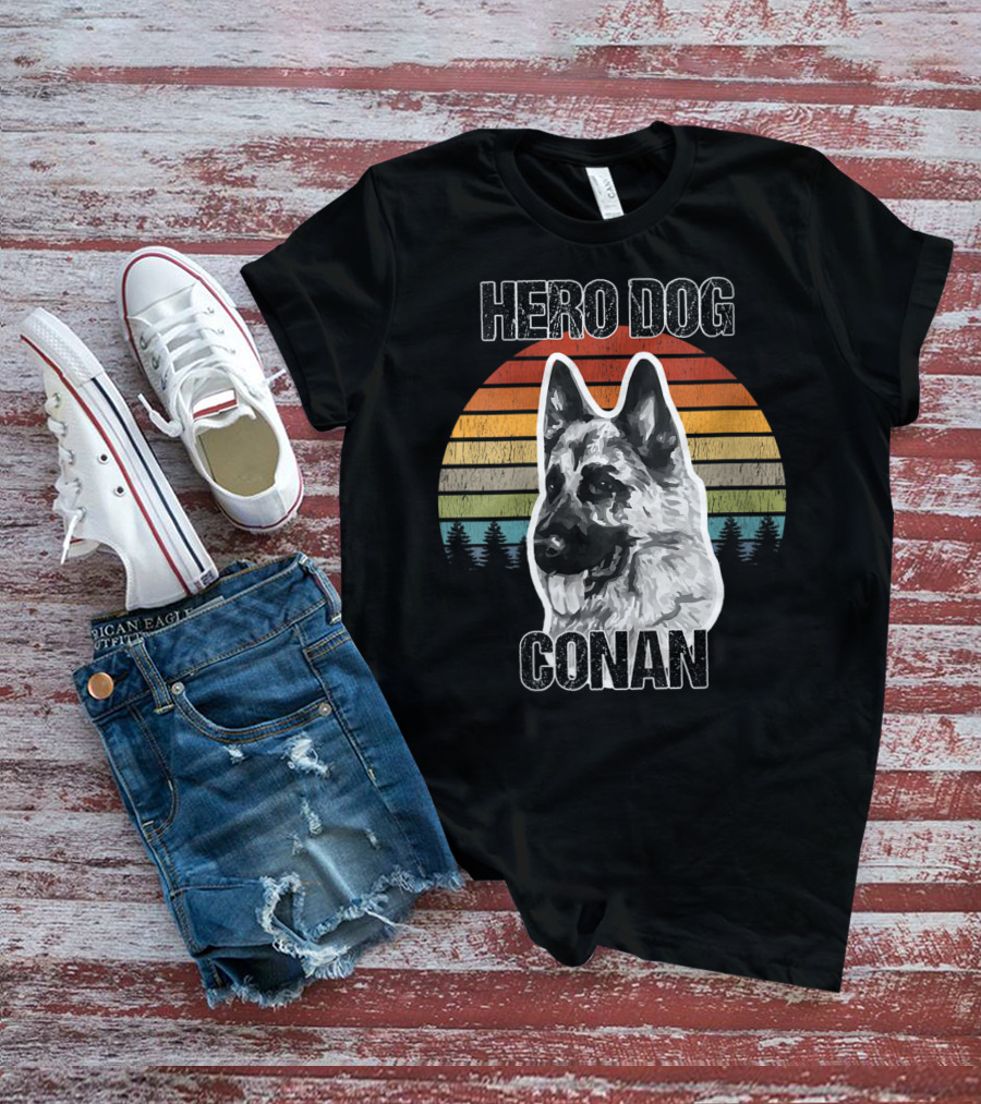 Hero Dog Conan Vintage Style Sunset Stripes T-Shirt