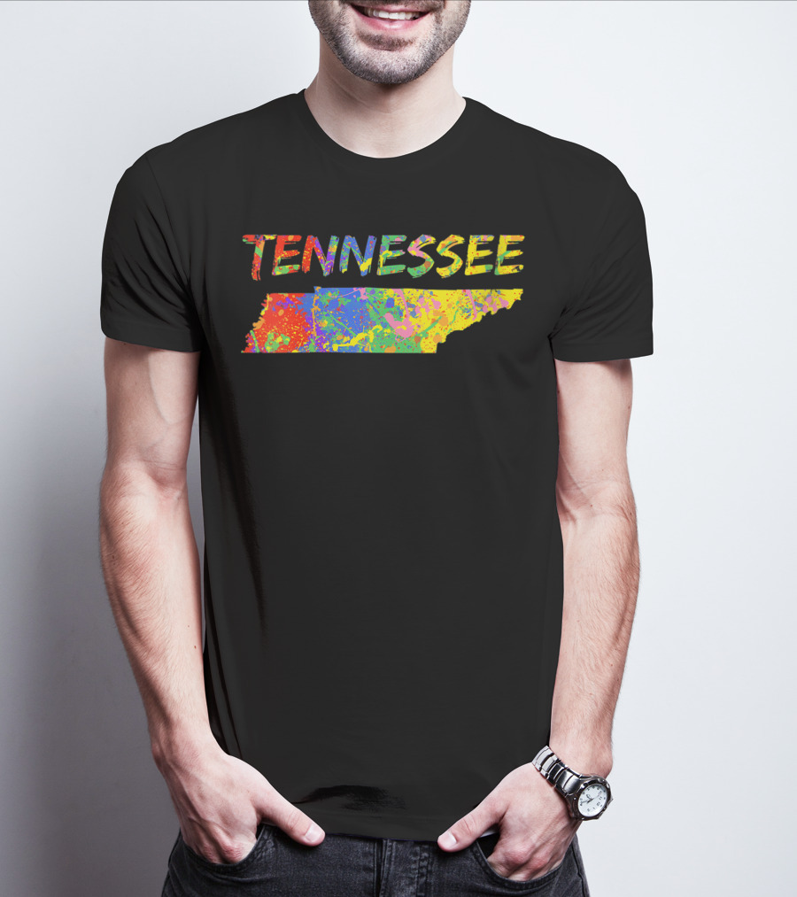Tennessee Colorful State Outline Brush Stroke T-Shirt