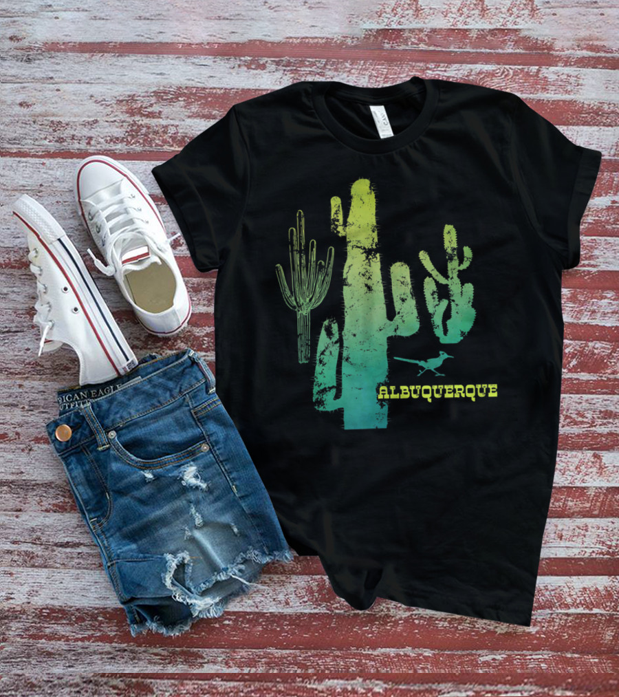 Albuquerque New Mexico Desert Cactus And Roadrunner T-Shirt